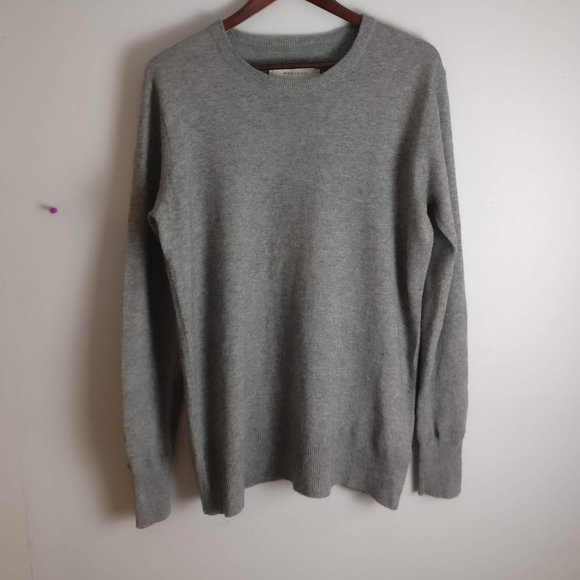wings + horns Cashmere Wool Ribbed Sweater 80%Wool 20%Cashmere Lux Heather grayL - Picture 1 of 8